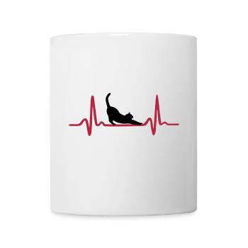 Cute Cat & Heartbeat, Heart - Mug blanc - blanc - Devant