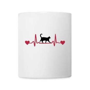 Cat & Heartbeat, Heart - Mug blanc - blanc - Devant