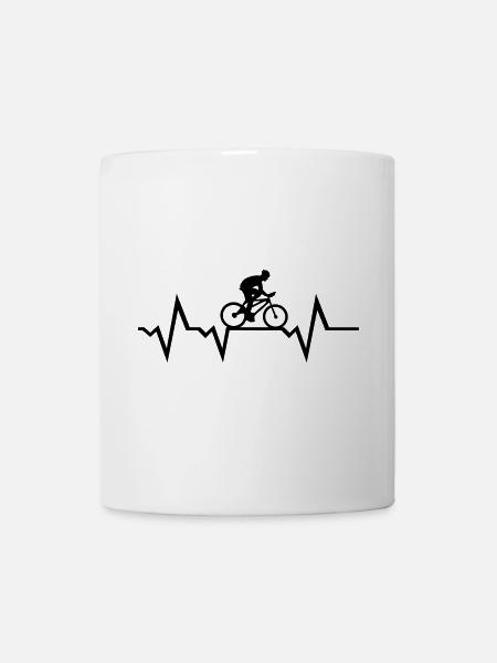 Herzschlag und Radfahrer, radfahren - Tasse - Weiß