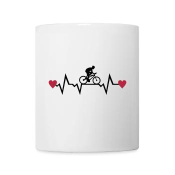 Herzschlag mit Herz und Radfahrer, radfahren - Tasse - Weiß - Vorne