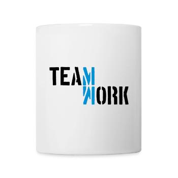 Blau Teamwork Schatten gespiegelt Logo Design Crew - Tasse - Weiß - Vorne