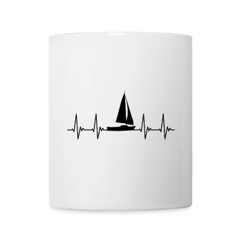 Segelboot, EKG, segeln, Herzschlag, Puls heartbeat - Tasse - Weiß - Vorne