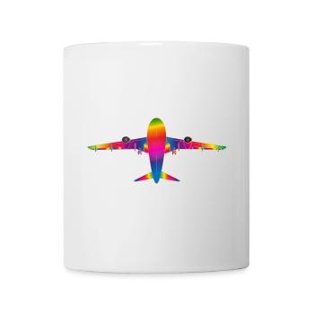 Flugzeug in Regenbogenfarben - Tasse - Weiß - Vorne