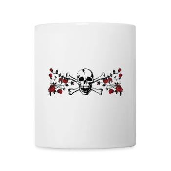 Totenkopf Rosenornament Skull-Rose - Tasse - Weiß - Vorne
