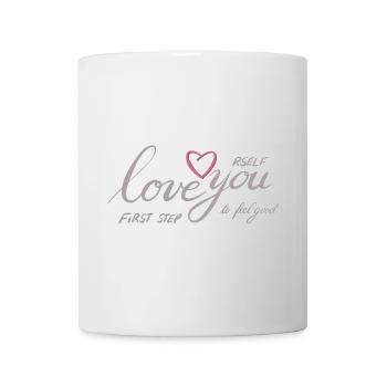 Liebe dich Selbst Herz Motiv - Tasse - Weiß - Vorne