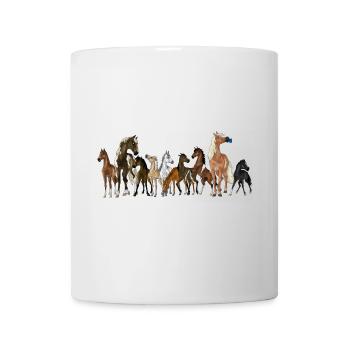 Pferde Schule - Gruppenbild mit allen Pferden - Tasse - Weiß - Vorne