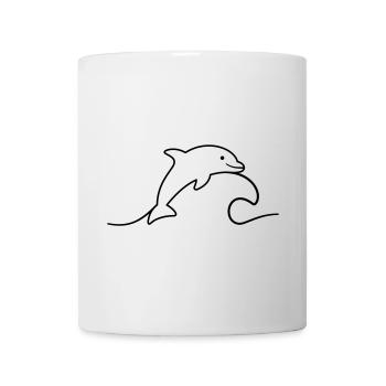 Delfin auf Welle Symbol Umriss fröhlich springend - Tasse - Weiß - Vorne