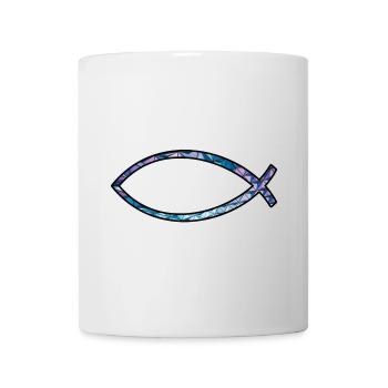 Poisson Ichtus (diamant, bleu) - Mug blanc - blanc - Devant