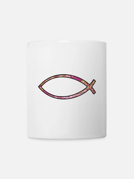 Poisson Ichtus (diamant, rose) - Mug blanc - blanc