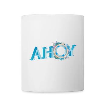 maritimer englischer Seemannsgruß Schriftzug Ahoy - Tasse - Weiß - Vorne