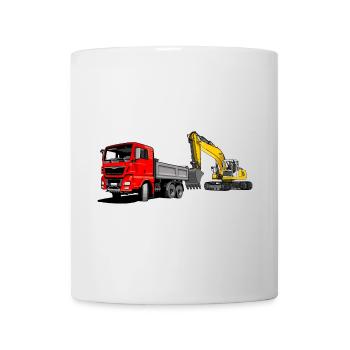 Lastauto mit Bagger - Tasse - Weiß - Vorne