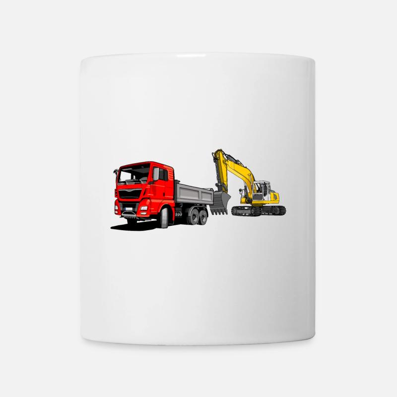 Lastauto mit Bagger - Tasse - Weiß
