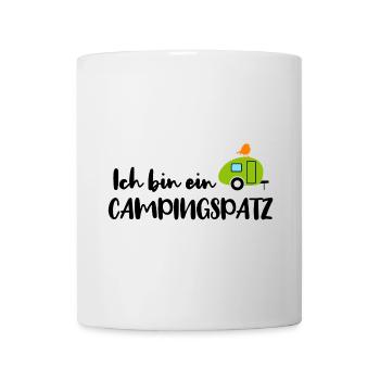 Campingspatz Spatz Camping Camper schwarz Urlaub - Tasse - Weiß - Vorne