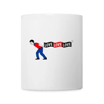 Un homme tire la bannière LOVE - Mug blanc - blanc - Devant