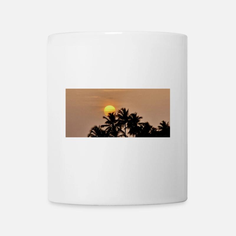 Silhouette Palm Trees au Coucher de Soleil - Mug blanc - blanc