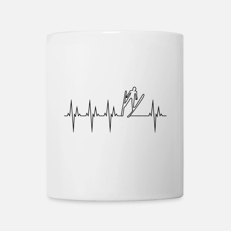Ski Jumping Electrocardiogram ECG Ski Jumping - Mug - white