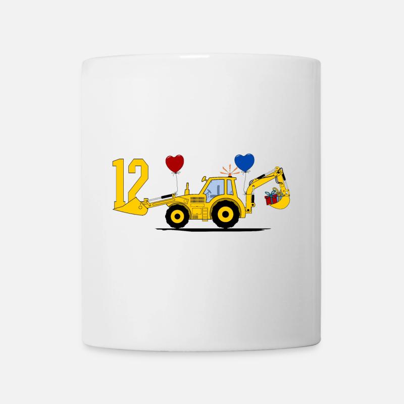 12. Geburtstag Bagger Traktor - Tasse - Weiß