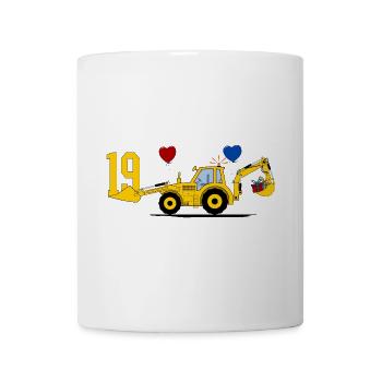 19th birthday excavator tractor - Mug - white - Front