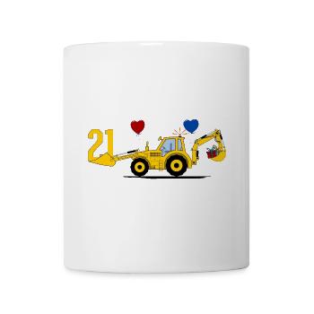 21st birthday excavator tractor - Mug - white - Front