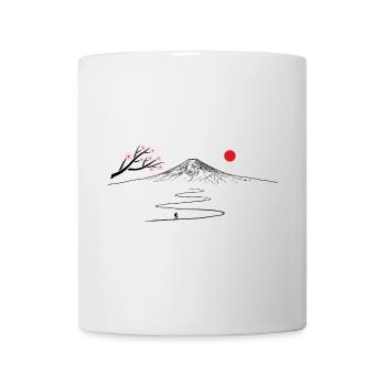 Japon, Fujijama, randonnées en montagne, volcan, cerisier en fleurs - Mug blanc - blanc - Devant
