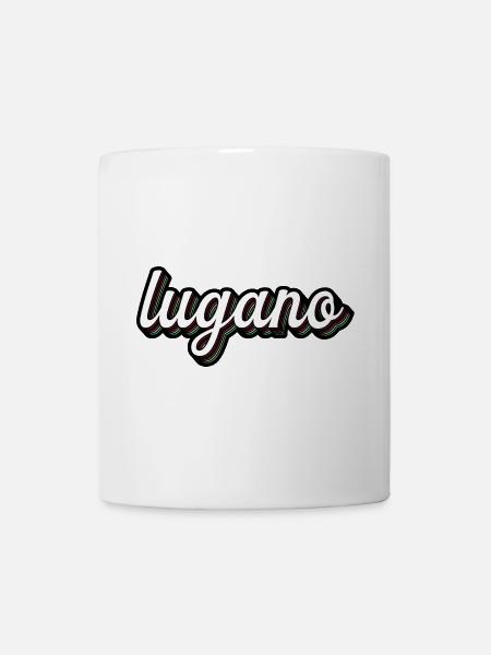 Lugano Neon Schriftzug Mehrfach Schatten - Tasse - Weiß