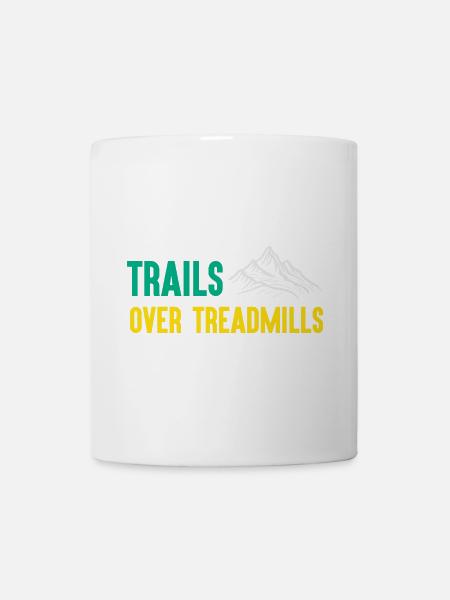 Trailrunning - Trails über Laufbänder - Tasse - Weiß