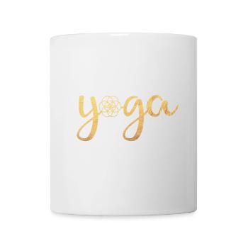 Yoga Yogi Handschrift Flower of Life Energie om - Tasse - Weiß - Vorne