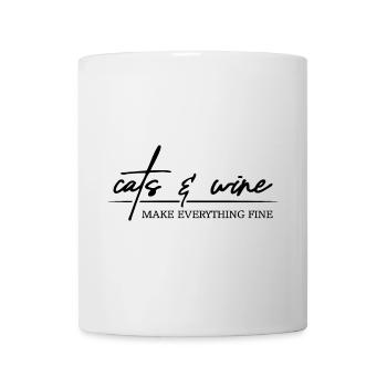 Cats and Wine makes everything fine Katzen Spruch - Mug - white - Front