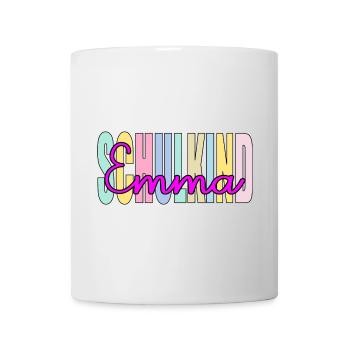 Schulkind Mädchen Emma Name - Tasse - Weiß - Vorne