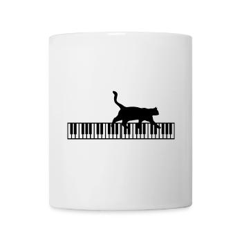 T-Shirt Katze Keyboard Klavier Humor Musik - Tasse - Weiß - Vorne