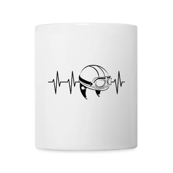 Herzschlag Helm retro alt vintage Motorrad Moped - Tasse - Weiß - Vorne