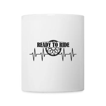 ready to ride bike icon heartbeat icon logo - Mug - white - Front