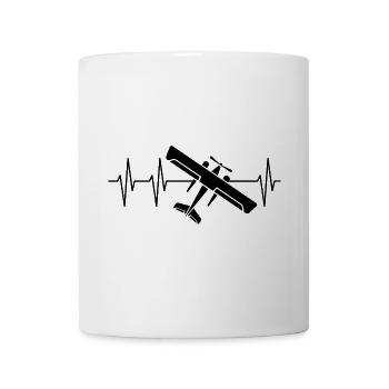 Flugzeug Puls Herzschlag fliegen Flieger Symbol - Tasse - Weiß - Vorne