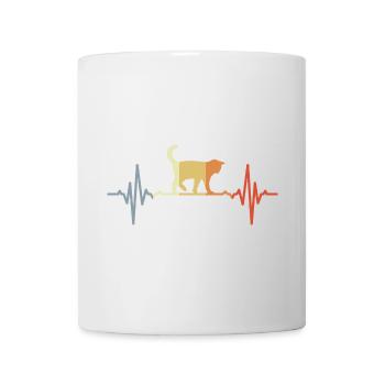 ECG de chat Heartbeat Oldschool - Mug blanc - blanc - Devant