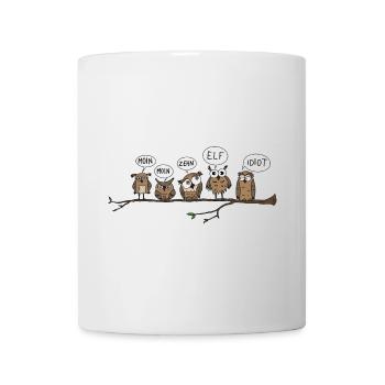 moin eulen lustig tier illustration morgen hamburg - Tasse - Weiß - Vorne