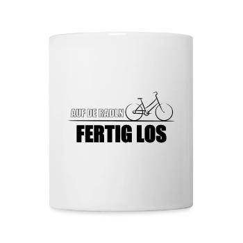 auf de Radln fertig los - auf die Räder fertig los - Tasse - Weiß - Vorne
