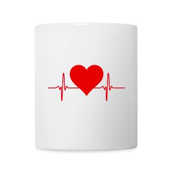 Cœur et ligne ECG en rouge - Mug blanc - blanc - Devant