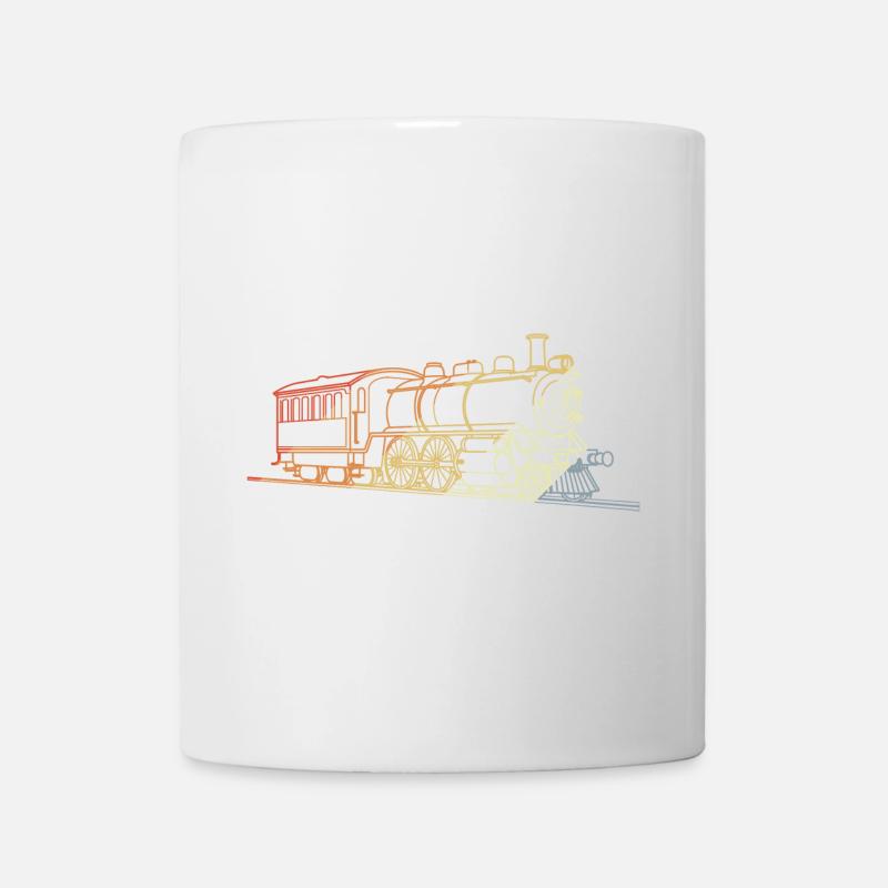 Lokomotive Retro Stil - Tasse - Weiß