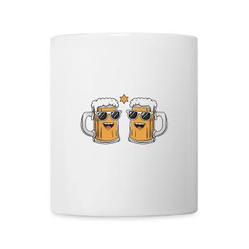 Zwei lustige Bierkrüge mit Sonnenbrille Bier - Tasse - Weiß - Vorne