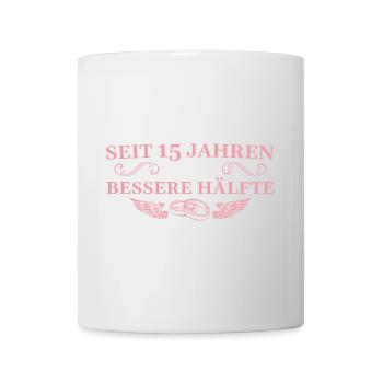 15 Ehejahre Kristallhochzeit Frau 15. Hochzeitstag - Tasse - Weiß - Vorne