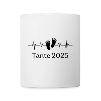 Tante 2025 Herzschlag - Tasse - Weiß - Vorne