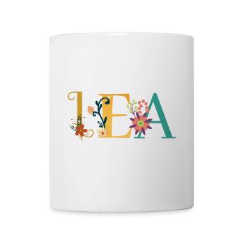 LEA Name Art With Flowers Embroidered - Mug - white - Front