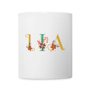 LIA Namenskunst mit gestickten Blumen - Tasse - Weiß - Vorne