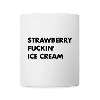 Erdbeer Eis - schwarzer Schriftzug - Tasse - Weiß - Vorne