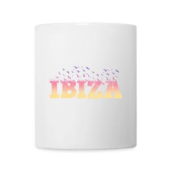 Ibiza Plage d’été Mer Palmiers Oiseaux Police Coloré - Mug blanc - blanc - Devant