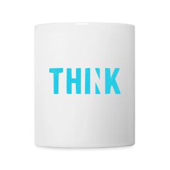 THINK Blue | Cooles Streetwear-Typo-Design - Tasse - Weiß - Vorne