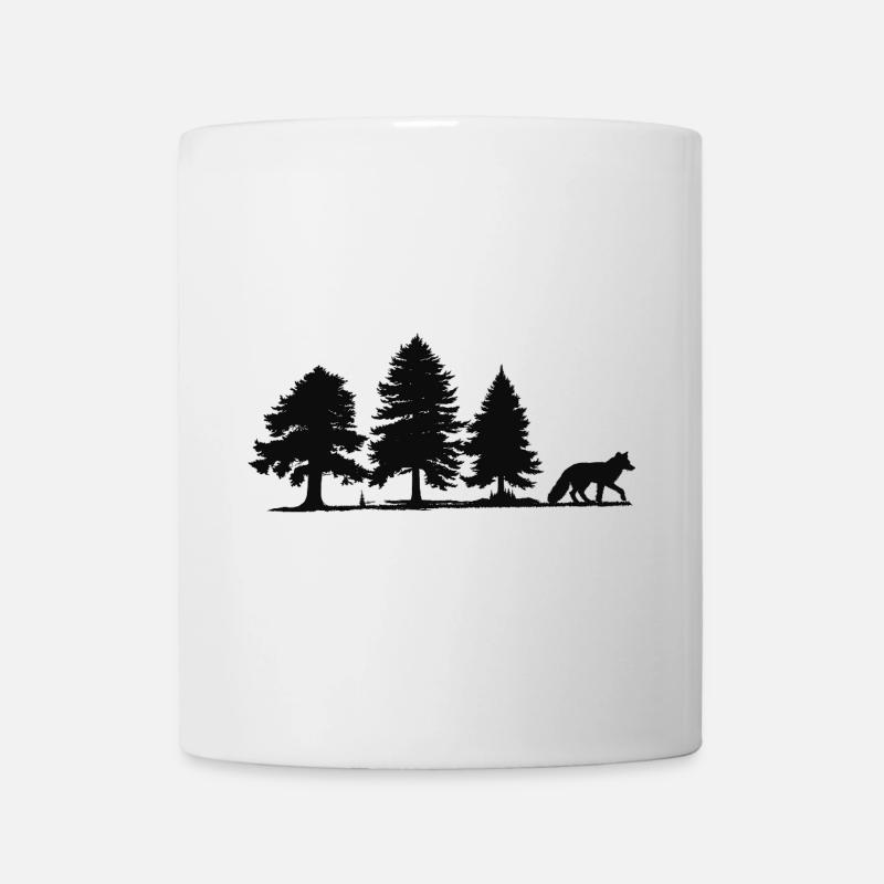 Silhouette du renard du sentier forestier - Mug blanc - blanc