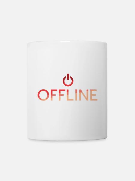 offline Schriftzug - roter off button - Tasse - Weiß