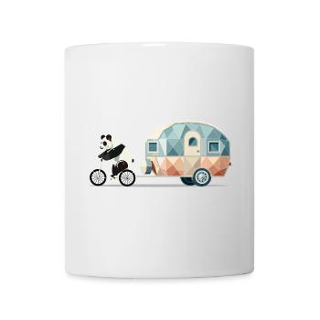 Panda mit Wohnwagen – Charmantes Reise-Design - Tasse - Weiß - Vorne