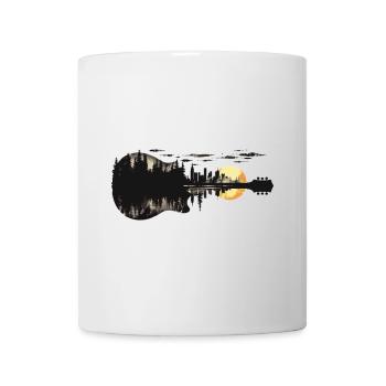 guitare, arbres, forêt, nature, horizon, soleil, art, musique - Mug blanc - blanc - Devant